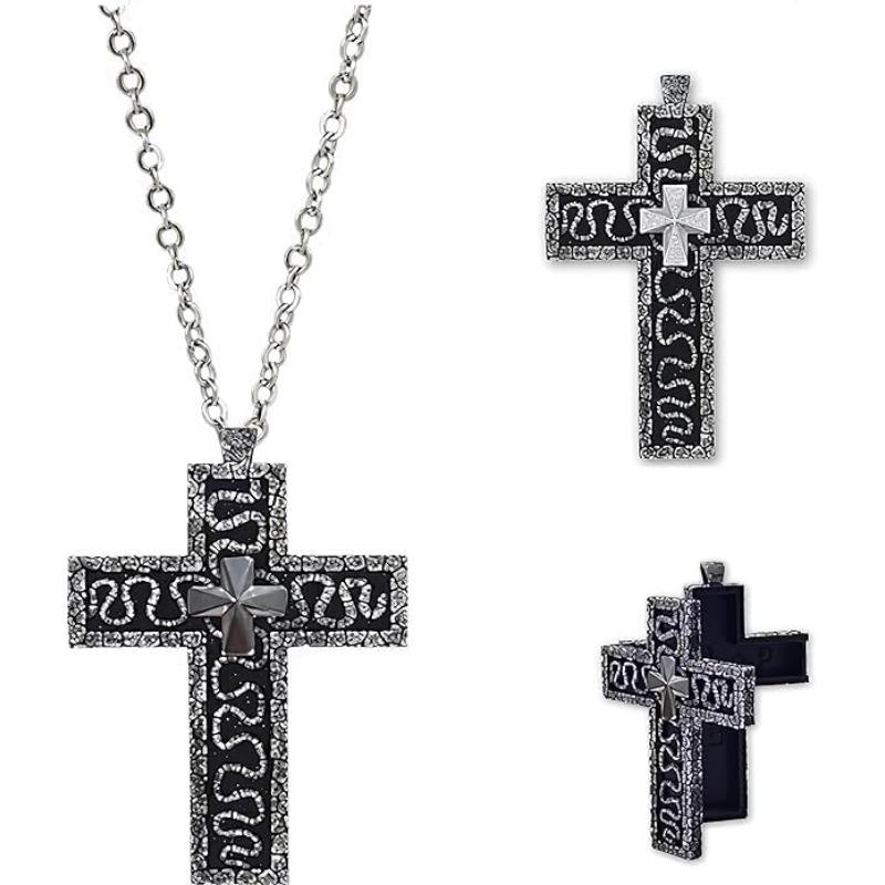 Collana Gioco dei Calamari, Collana Croce Stampata in 3D per Uomini con Scomparto Segreto, Ciondolo Personaggio a Forma di Dieci, Porta Gioielli, Accessorio Elegante