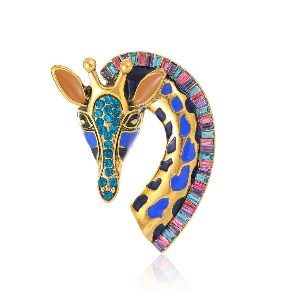 

Animal Giraffe Brooch Jewelry With Colored Water Dazzling Crystals For Unisex Fashion Accessory синій