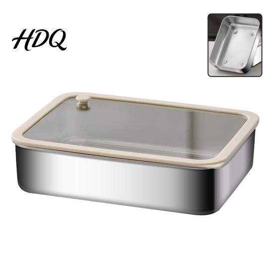 Clear Lid Food Storage Trays 304 Stainless Steel Containers with Lids Leakproof Meal Prep Boxes Leak Proof Bowls Dishwasher Safe Stackable