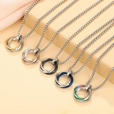 1Pcs Creative Three-Ring Crystal Pendant Necklace - Simple, Elegant, Unique Pendant - Retro Pendant Necklace