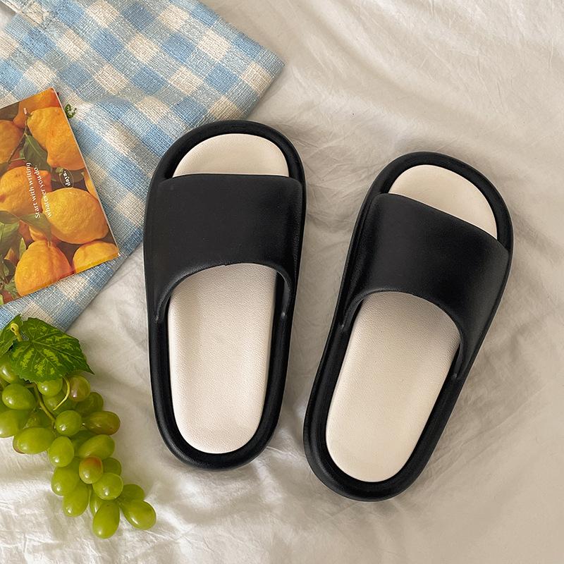 Green Shit-stepping Thick-soled One-word Slippers Women's Summer Wear Soft-soled Non-slip Cool Slippers