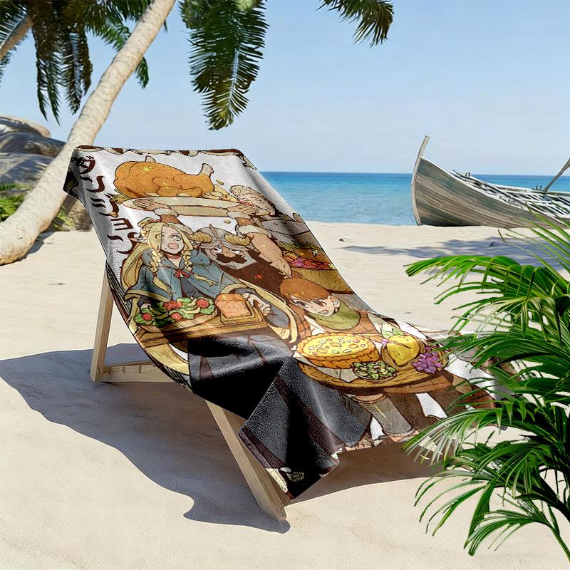 Delicious in Dungeon 2D Flat Print Beach Towel, Large Soft Quick Dry Towel for Beach Camping SwimmingDSTJ0925232