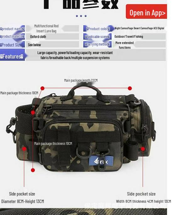 Multifunctional Waterproof Fishing Bag: Waist Pack, Shoulder Backpack, Crossbody, Rod Holder, Tackle Storage
