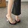 Women Summer High Heel Sandals 2025 New Outdoor Transparent Rhinestone Platform Shoes Fairy Sexy Crystal Chunky Heel Sandals