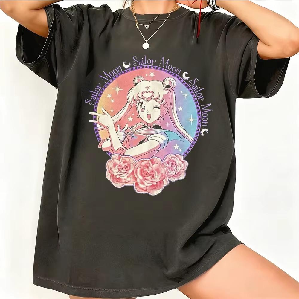 Sailor Moon Retro 90s Anime Graphic T Shirt 2026 Summer Unisexs Clothing Women Tee Streetwear Casual Trend Couple Hip Hop Top