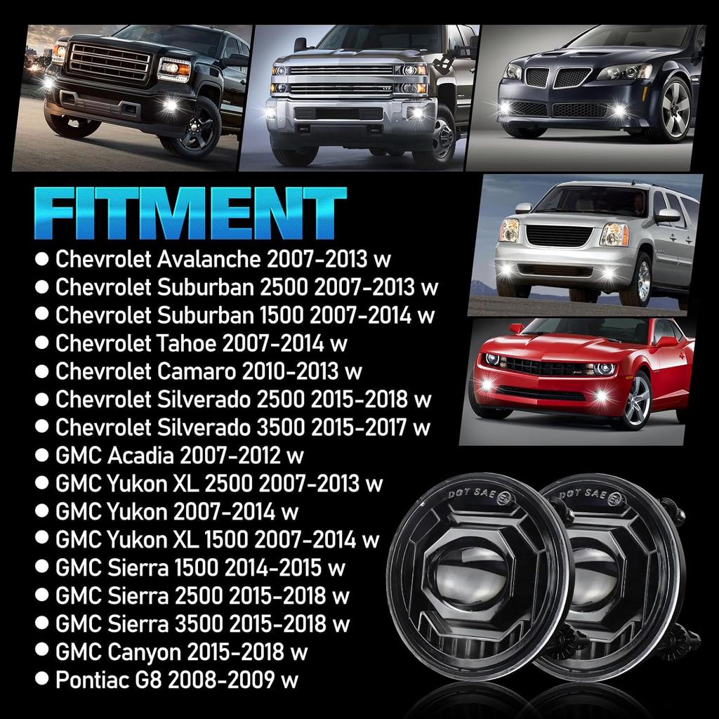 Led Fog Light For Chevy Avalanche 2007-2013,Suburban 2500 07-13,Suburban 1500 07-14,Tahoe 07-14,Silverado 2500 15-18,Silverado 3500 15-17,Camaro
