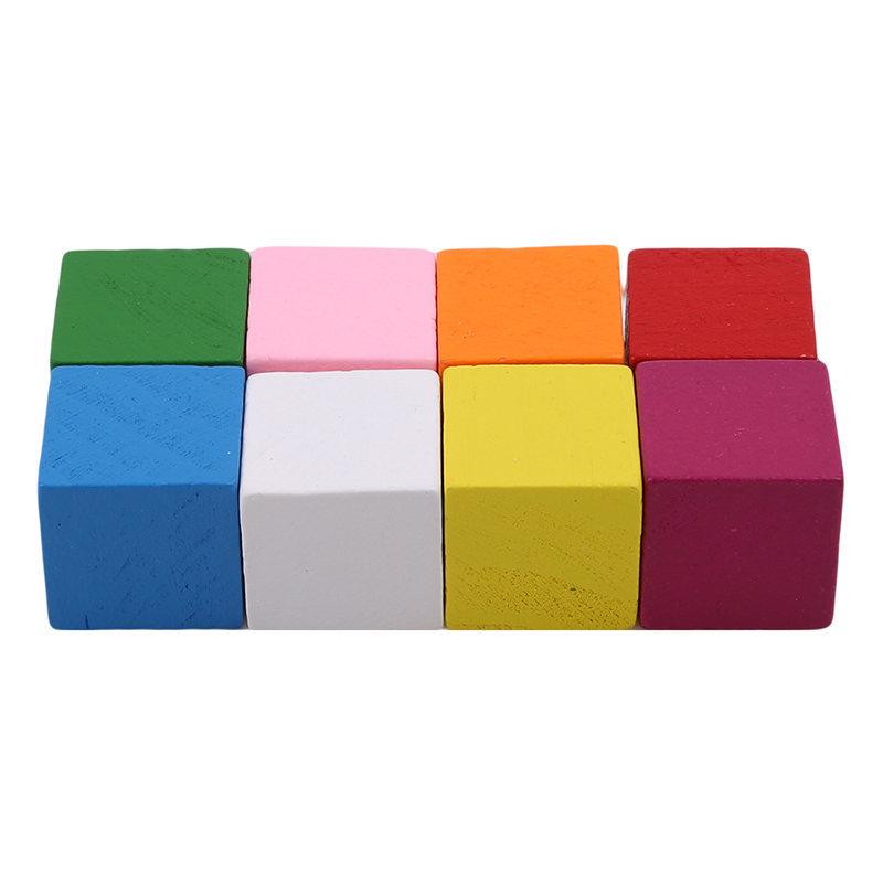 25pcs Montessori Colorful Wood Cube Blocks Bright Assemblage Block Early Educational Early Learning