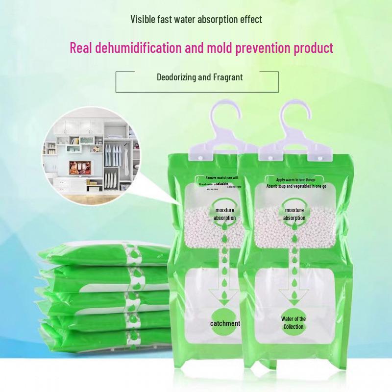 Hanging Moisture Absorber & Dehumidifying Bag for Wardrobes - Water Absorption Desiccant
