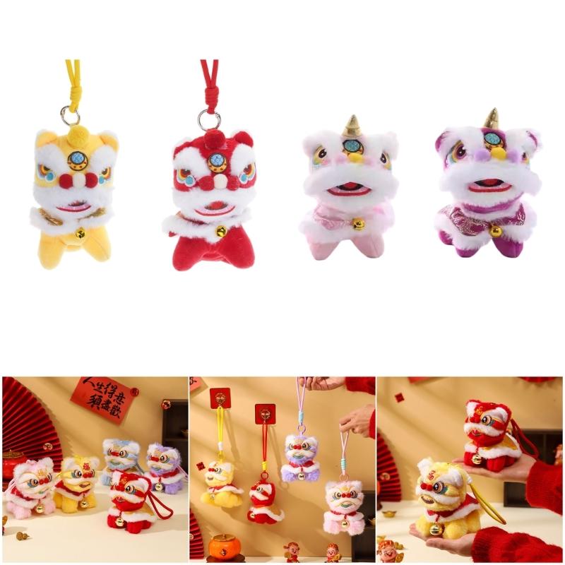 2026 New Year Lions Doll with Bells Backpack Charm Hanging Design Lions Pendant Chinese Spring Festival Ornament for Kid