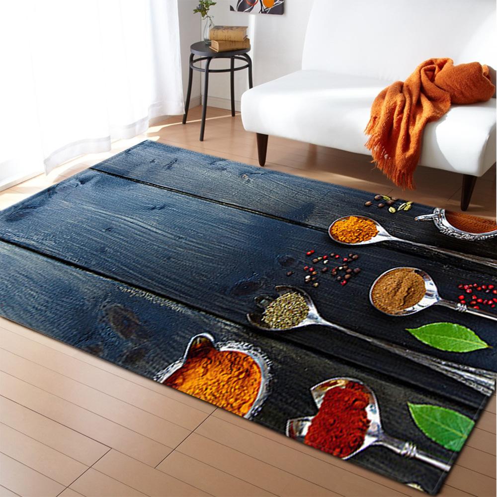 Kitchen Condiments 3D Carpet for Boys Girls Bedroom Seasoning Living Room Area Rug Absorbent Kitchen Rugs Anti-Slip Bathroom Mat