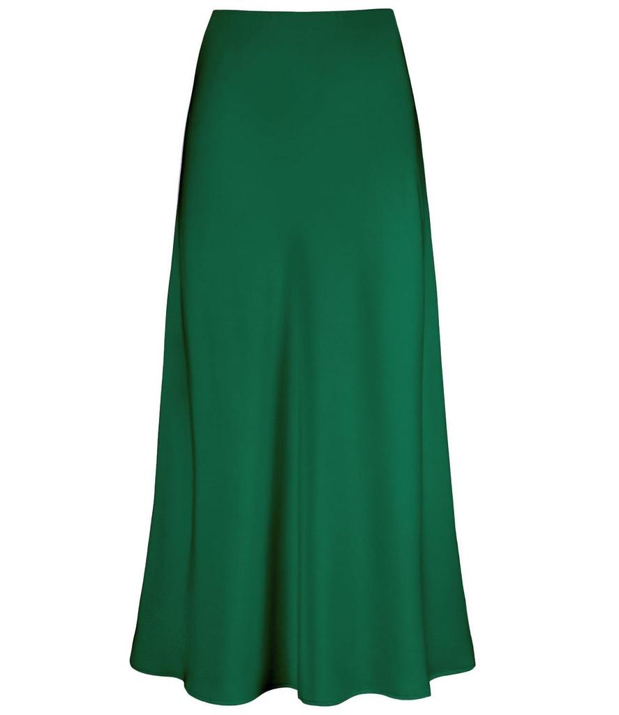 Elegant Silky Satin Fishtail High-Waist Midi Skirt
