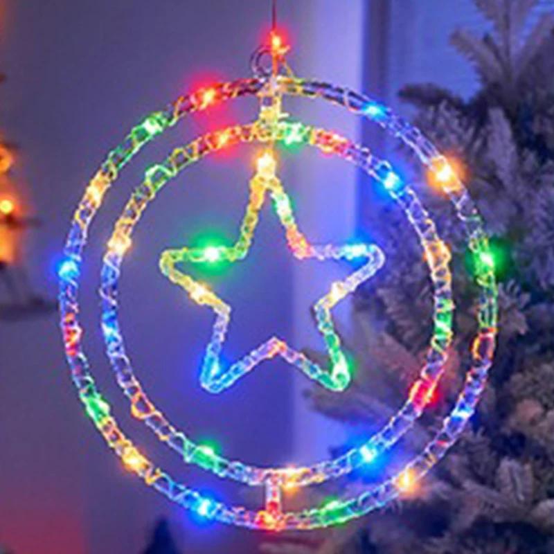 LED Christmas Hanging Light USB Button Spin Pendent Lights Star Home Decoration Lamp New Year Ornaments Party Christmas Lights