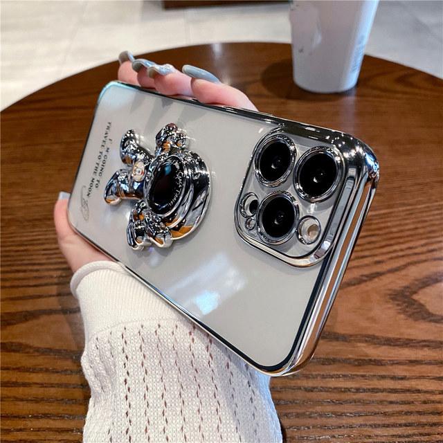 

Чехол для телефона с подставкой астронавта и покрытием для Iphone 13 11 12 Pro Max Xs Max Xr X 7 8 Plus 13pro, противоударный бампер, прозрачный чехол For iPhone 13Pro Max