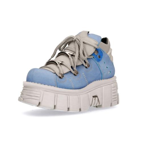 Punk Sneakers for Men Thick Sole Metal Decor Lace-Up Casual Shoes Women Gothic Punk Shoes Thick Sole Flat Trainer Unisex 44 45