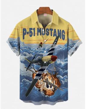 Fighter Series 1D Digital Printing Men's Hawaiian Shirt Short Sleeve Wholesale