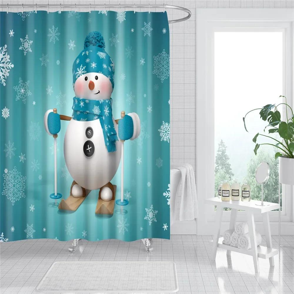 Universe Starry Sky Shower Curtain Bathroom Decor Bath Curtains Waterproof Polyester Christmas Snowflake Bathroom Curtains