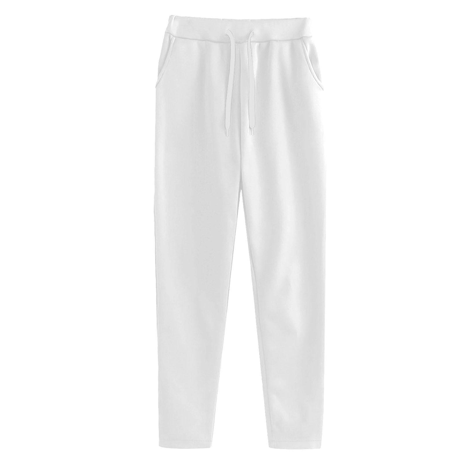 Women s Mid Rise Straight Leg Sweatpants Loose Fit Drawstring Solid Wide Leg Trousers Elegant College Casual Long Bottoms S