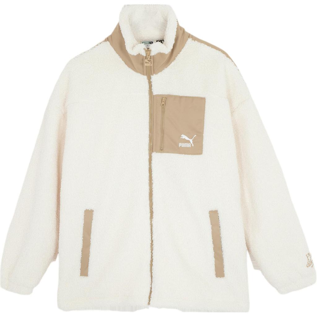 Puma Classics Letter Logo Zipper Soft Comfortable Fleece Jacket Unisex jackets White 625525-65
