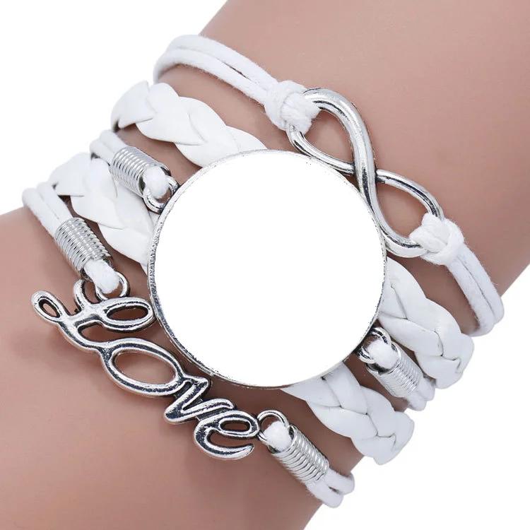 Sublimation Woven Leather Rope Bracelet Casual Jewelry Bracelets DIY Heat Transfer Blanks For Creative Fashion Jewelry Gifts