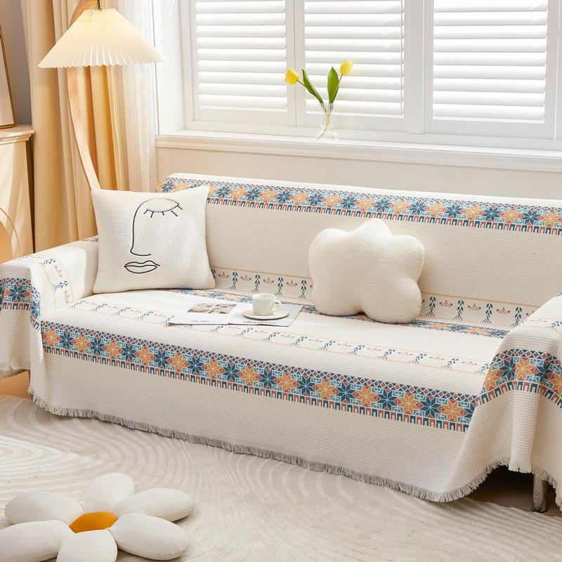 Cotton Sofa Cover Cloth, Four-Season Universal Seat Cushion, Nordic Simple Non-Slip Blanket, Sofa Cover All-Inclusive Cover Towel