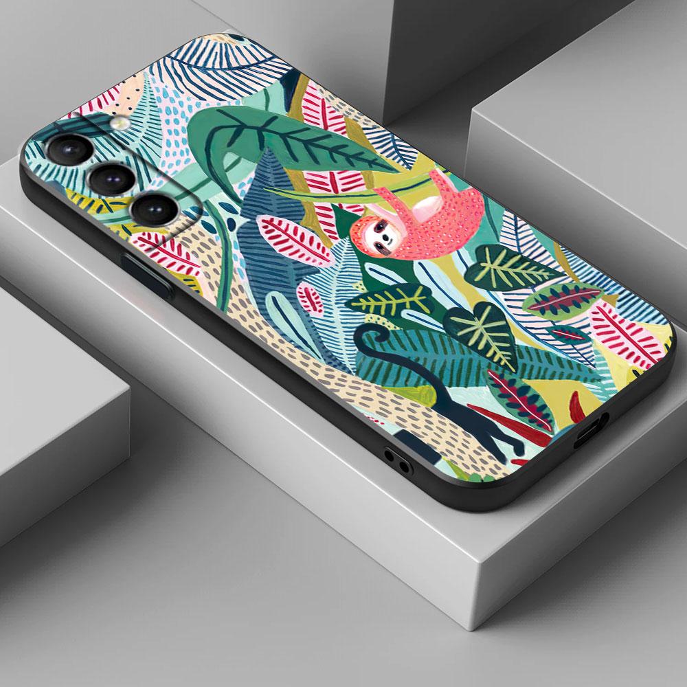 Jungle Art illustration Snake Cats Sloth S26Ultra Case For Samsung Galaxy S26 S25 S24 S23 S20 S21 FE S22 Ultra Plus Phone Cover
