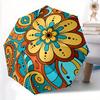 1pc Floral Mandala Design Automatic Open/Close Umbrella, Umbrella with Cartoon Design, Portable Compact Umbrella for Men & Women, Good Holid