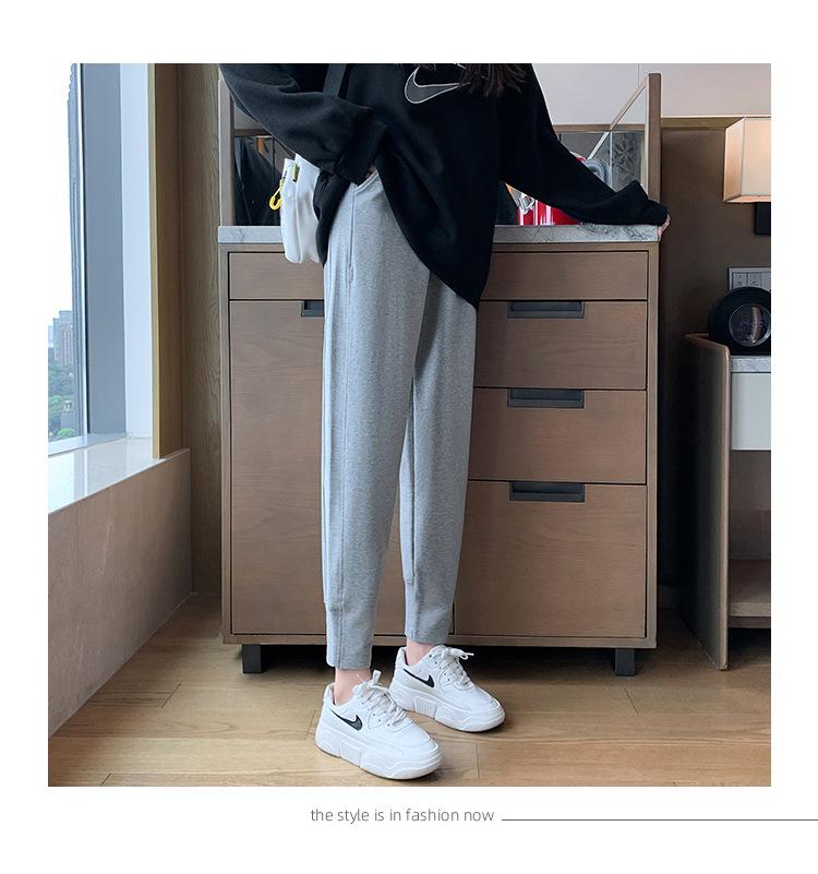 Women's High-Waisted Cotton Blend Harem Sweatpants - Spring 2025 Style, Thin, Casual, Age-Reducing, Nine-Tenths Length, Cuffed.