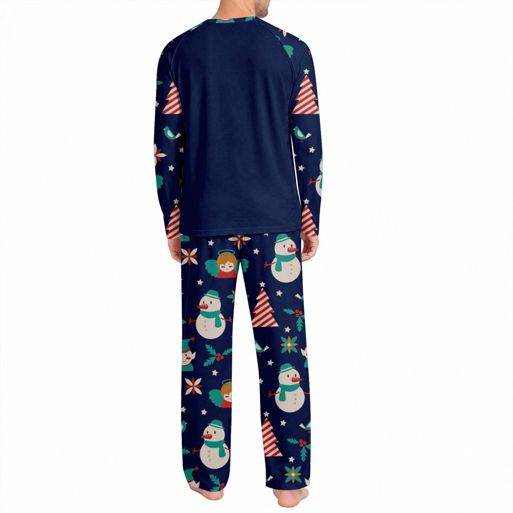 Erkek Yılbaşı -Bisiklet Yaka Uzun Kollu Üst ve Pantolon Pijama Takımı Günlük ve Rahat