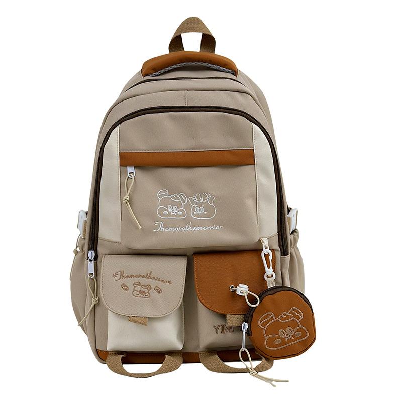 Korean Version Ins Large-capacity College Style Contrasting Color Student Schoolbag New Men's and Women's Backpacks Junior High School High School