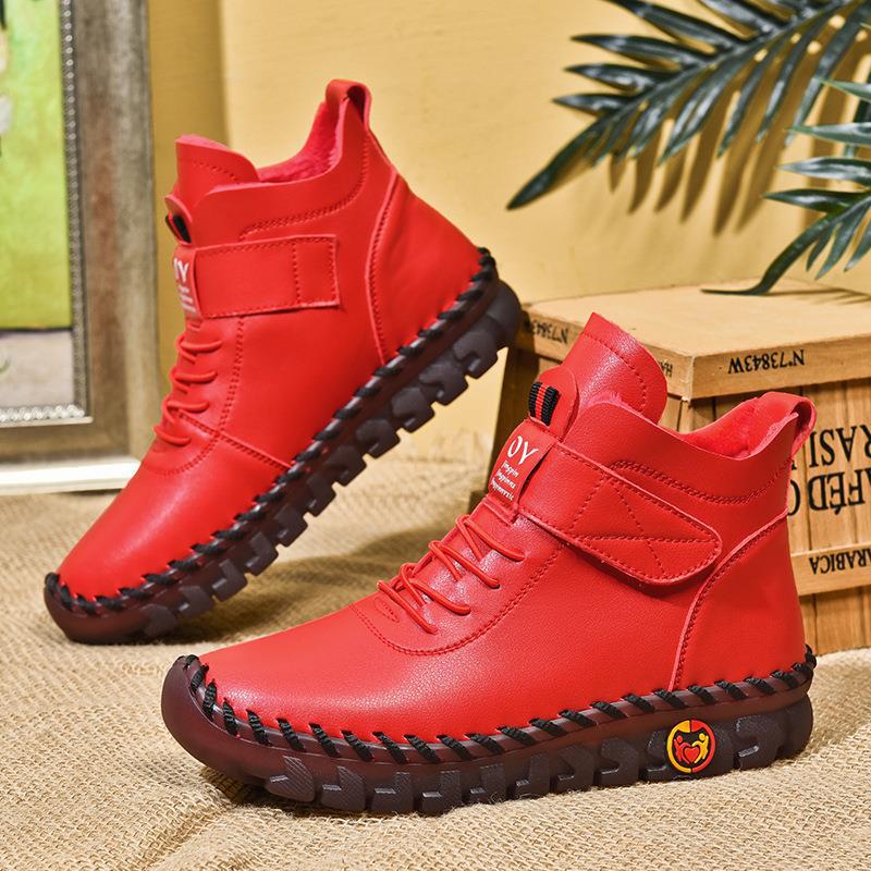 Damskie Polarowe zagęszczone Ciepłe botki Oksford Podeszwa Antypoślizgowe Wodoodporne skórzane buty Zimowe śniegowce z futrzaną podszewką