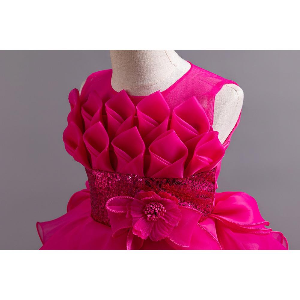 Girls Dress Flower Girl Tail Dress Organza Cake Princess Child Dress Wedding Pom Pom Dress  Little Girl's Favourite Dress Dresses