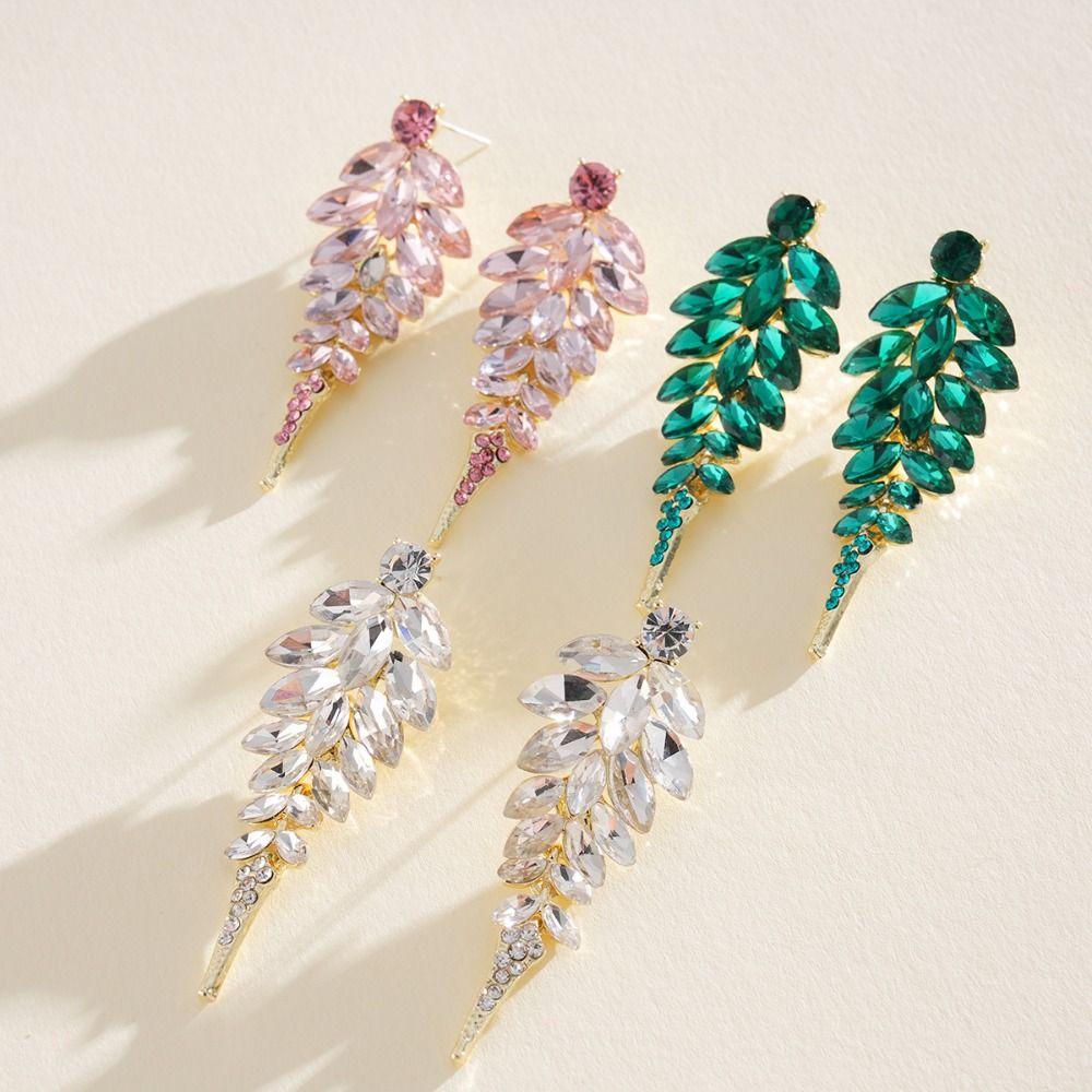 Silver Needle Tassel Earrings Full Drill Crystal Earrings Exaggerated Dangle Earrings  Dinner Party