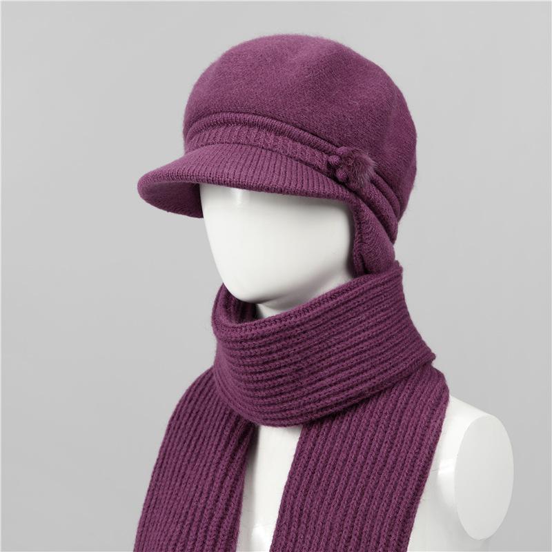 Wool Hat Women's Autumn and Winter Fleece Warm Hat, Ear Protection, Cold Protection, Thickened Knitted Hat