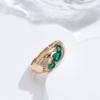 New  Rose Gold Ring For Women Unusual Green Natural Zircon Ethnic Bride Ring Vintage Wedding Jewelry Accessories