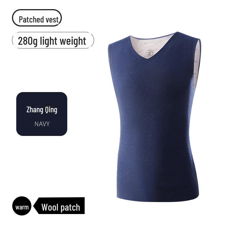 Colete de lã quente sem costura masculino - antibacteriano, lixado para outono e inverno