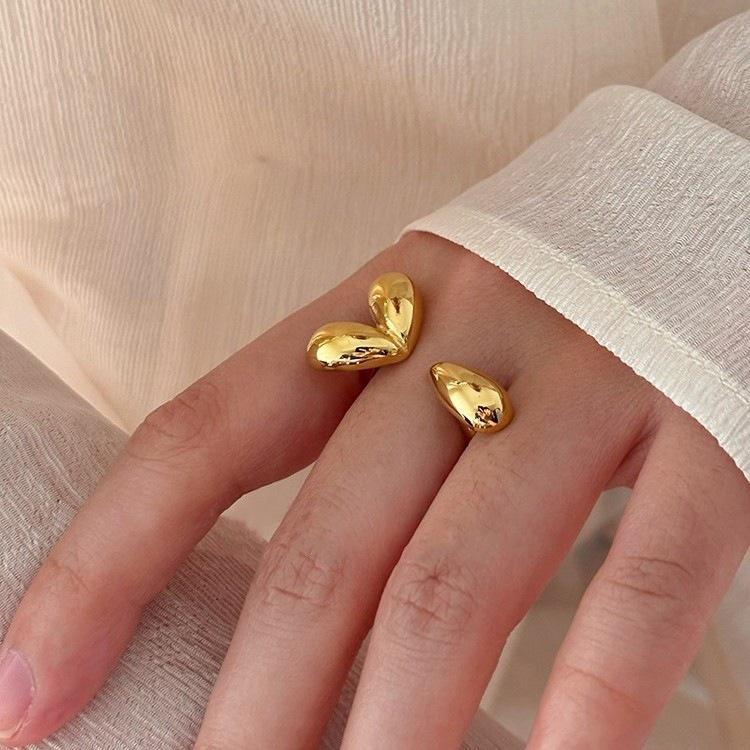 Sweet Heart Adjustable Women's Geometric Water Drop Ring - Trendy, Versatile, Niche Design Index Finger Ring
