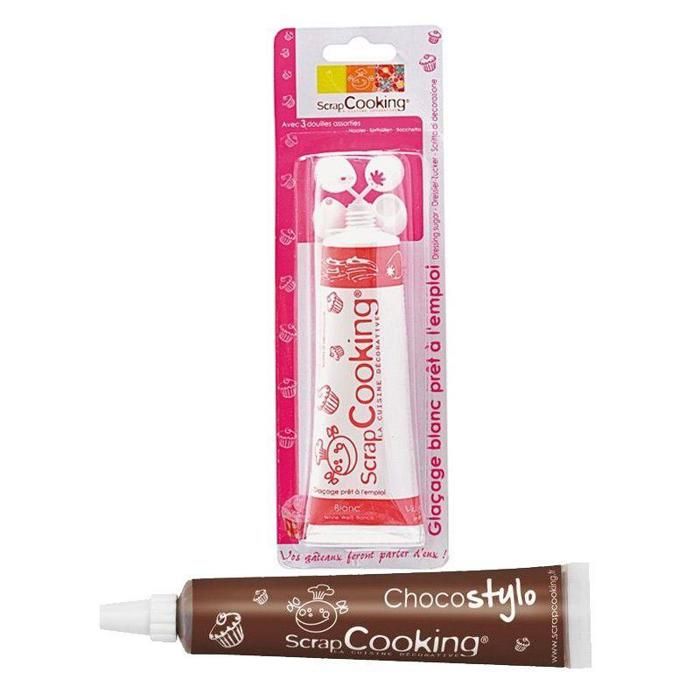Tube glaçage blanc 100 g + Stylo chocolat