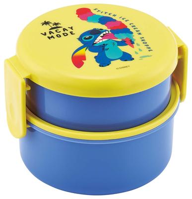 Skater Antibacterial Lunch Box with Round Microwave Disney Stitch 2-Tier Fork, Shape, 500ml, Safe, Design, Colorful, ONWR1AG-A