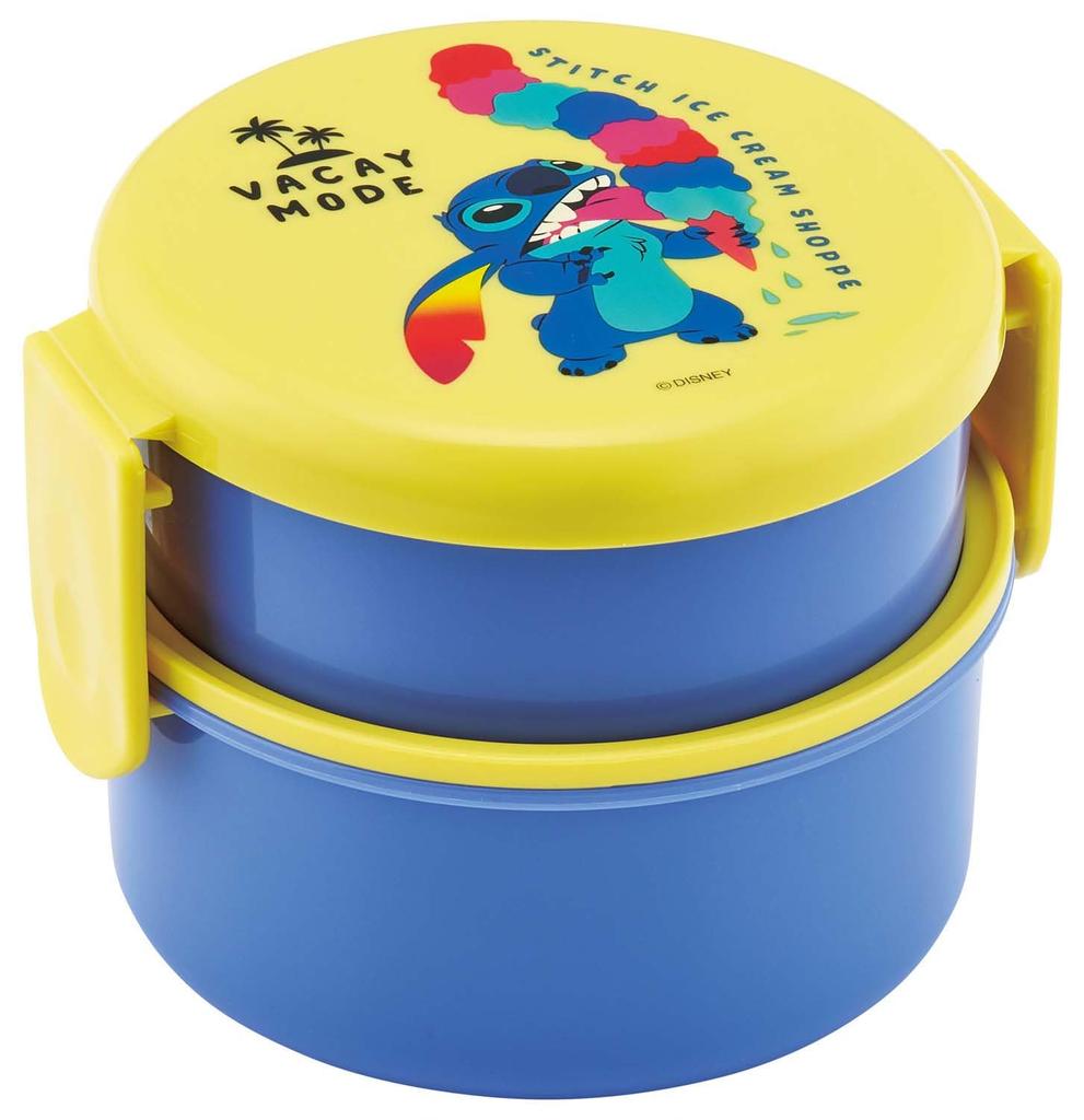 Skater Bento Made in Disney Stitch Box, 500ml, Two-Tier, Round, Antibacterial, Japan, Design, ONWR1AG-A