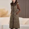 Fashion Winter Women's Long Warm Vest Hooded Thick Sleeveless Jackets Woman Coat With Belt