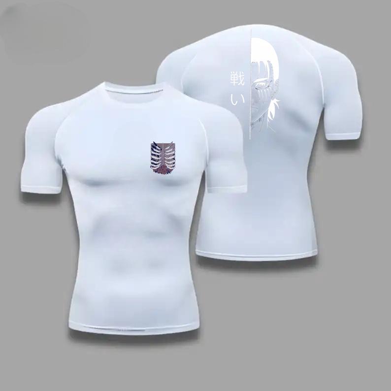 Men Compression Shirt Attack On Titan Eren Yeager Graphic Sports Quick Drying Gym T-shirt Fitness Sweatshirt Elastic Top T-shirt