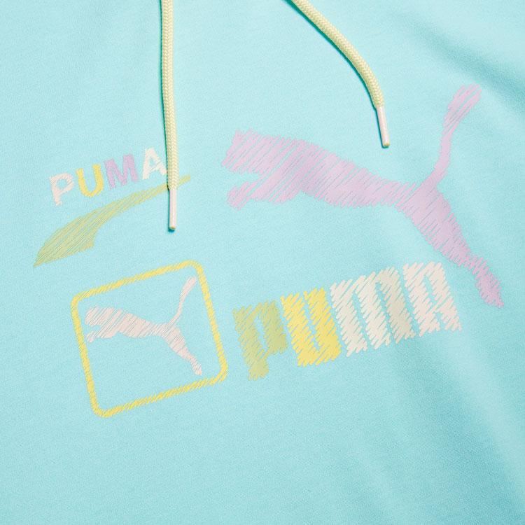 Puma Florida Buchstaben Logo Print Color Block Kordelzug Hoodie Unisex Hoodies Hellblau 534005-62