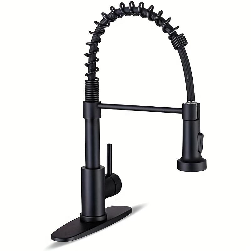Kitchen Faucet with Pull-down Nozzle, Stainless Steel Single Handle Pull-out Spring Sink Faucet