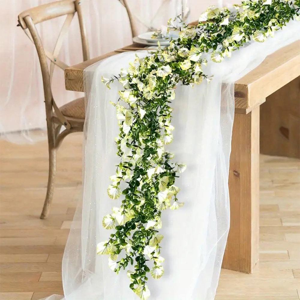 

Многоцветная Ипомея Искусственный Цветок DIY Зеленые Листья Симуляция Листьев Эвкалипта Искусственные Цветы Аксессуары Растения Венок светло-желтого