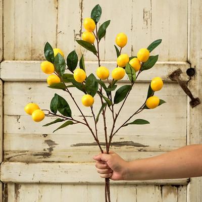 DIY Vase Decor Luxury Artificial Lemon Branch Plastic Elegant Simulation Fruit Tree Handmade Artificial Lemon Fruit Home Garden