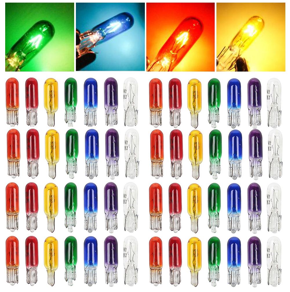 10Pcs W2W T5 12v 1.2w Car Halogen Lamp Instrument Lights Dashboard Bulb Blue Red Amber Yellow Auto Interior Light Car Styling