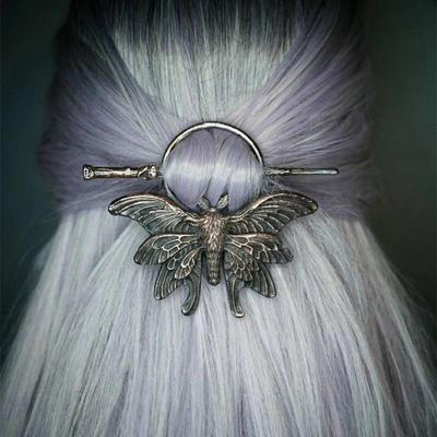 Gothic Fashion Punk Moth Insect Hair Stick Girl Hair Accessories Women's Vintage Metal Chopsticks Nordic Style Headwear