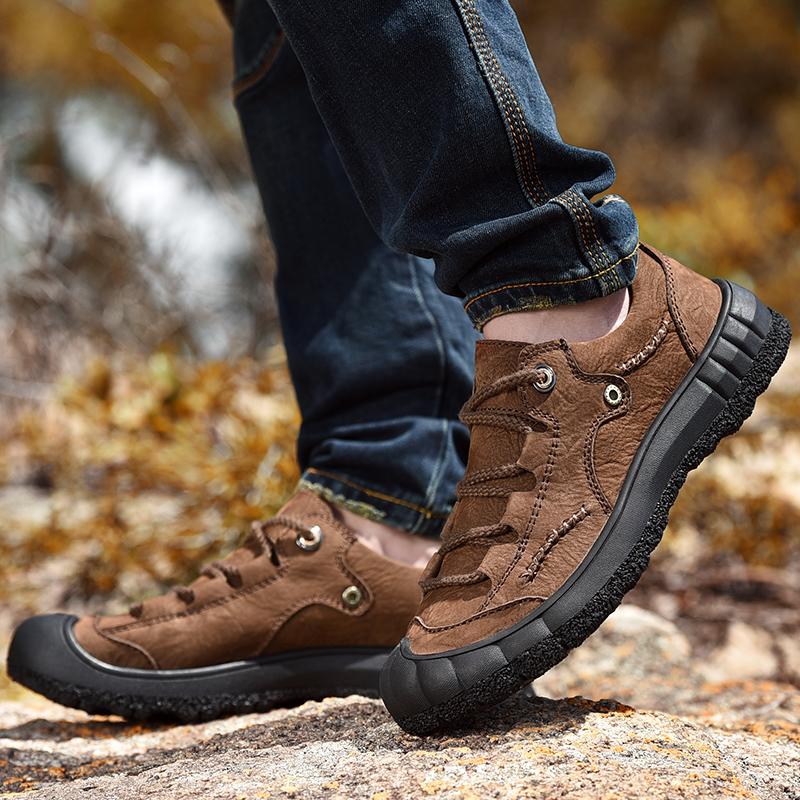 Luxury Brand Men Genuine Leather Shoes Fashion Outdoor Non-slip Sneakers Breathable Large Size 38-48 Casual Thick Bottom Shoes