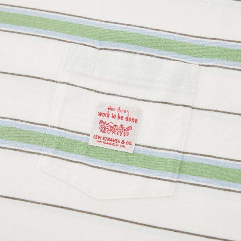 Levis Striped Crew Neck Short Sleeve T-Shirt Men Tops White Green A5850-0008