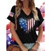 Fashionable Women's V-neck Casual Short Sleeved T-shirt,Rretro Sports Style Casual Sportswear